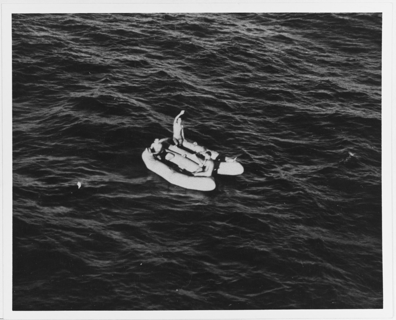Survivors on a raft from sunk German Submarine U-662