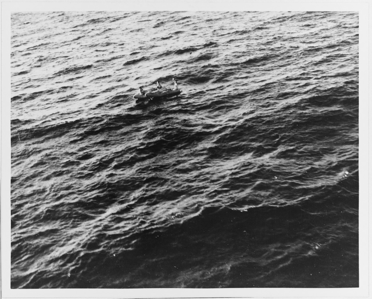 Survivors on a raft from sunk German Submarine U-662