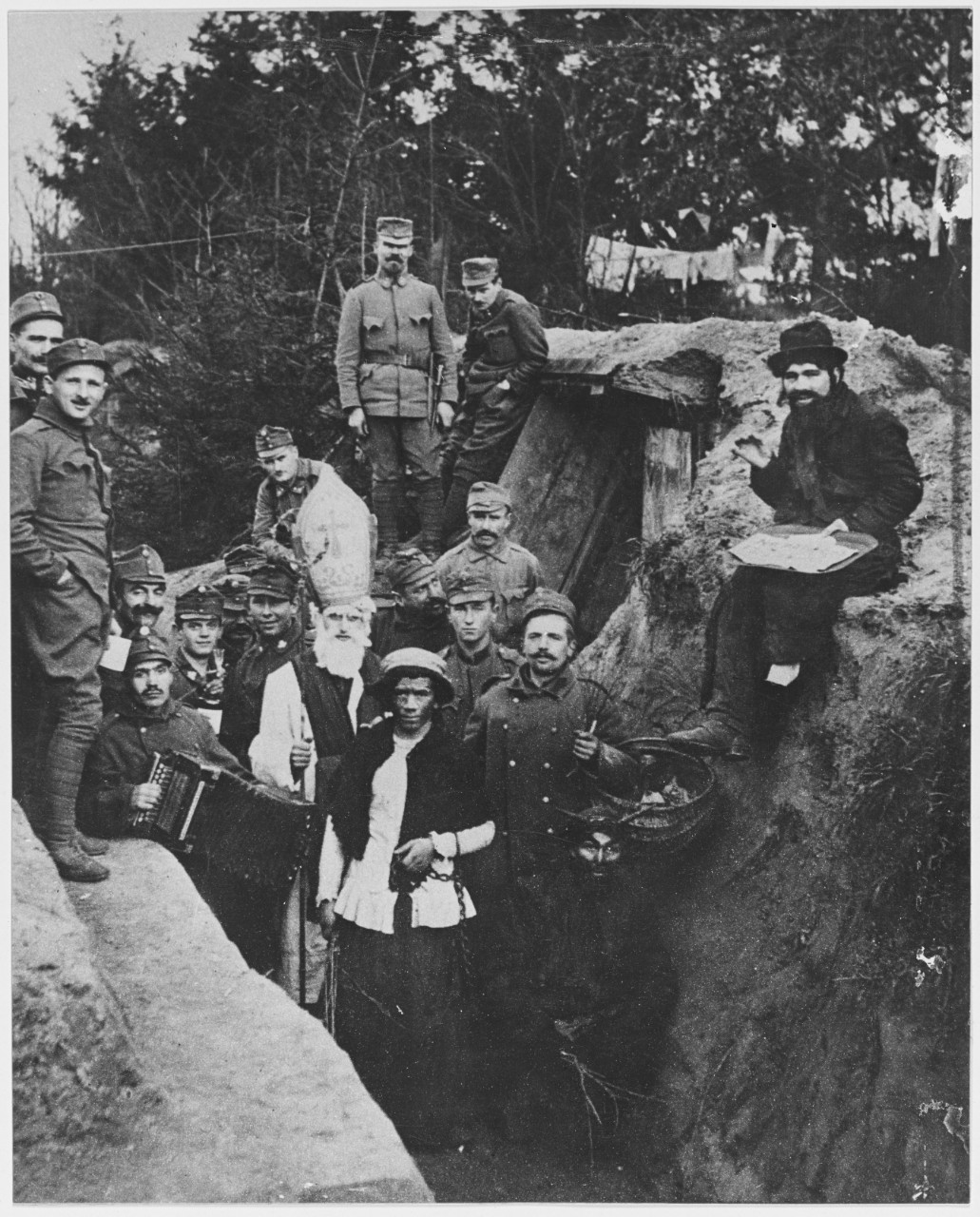 On the Russian front, St. Nicholas in the trenches of the Austrians.
