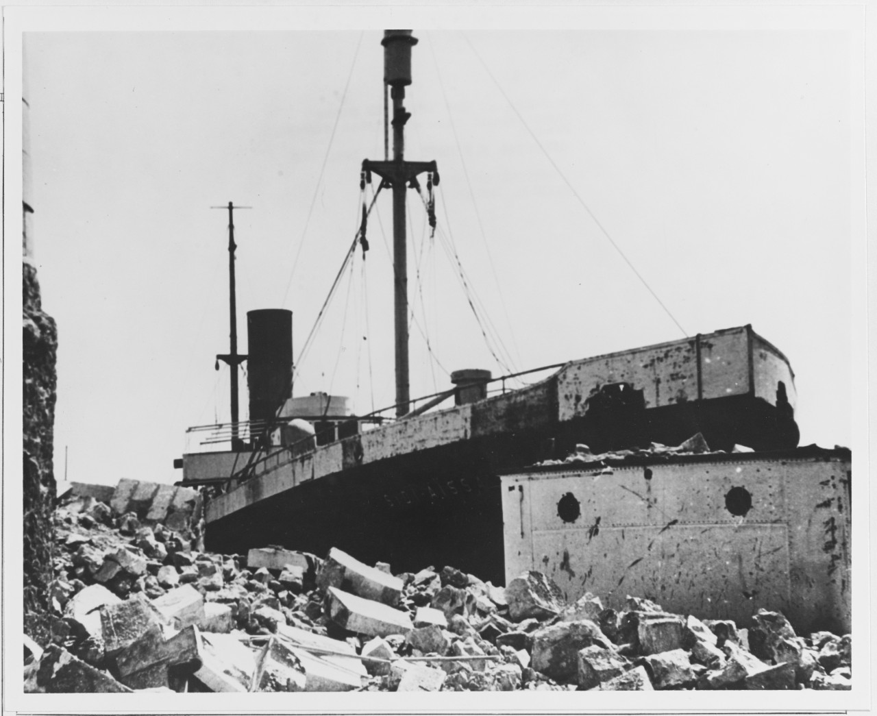 Results of USS ENDICOTT shore bombardment fire at Ciotat Harbor, France