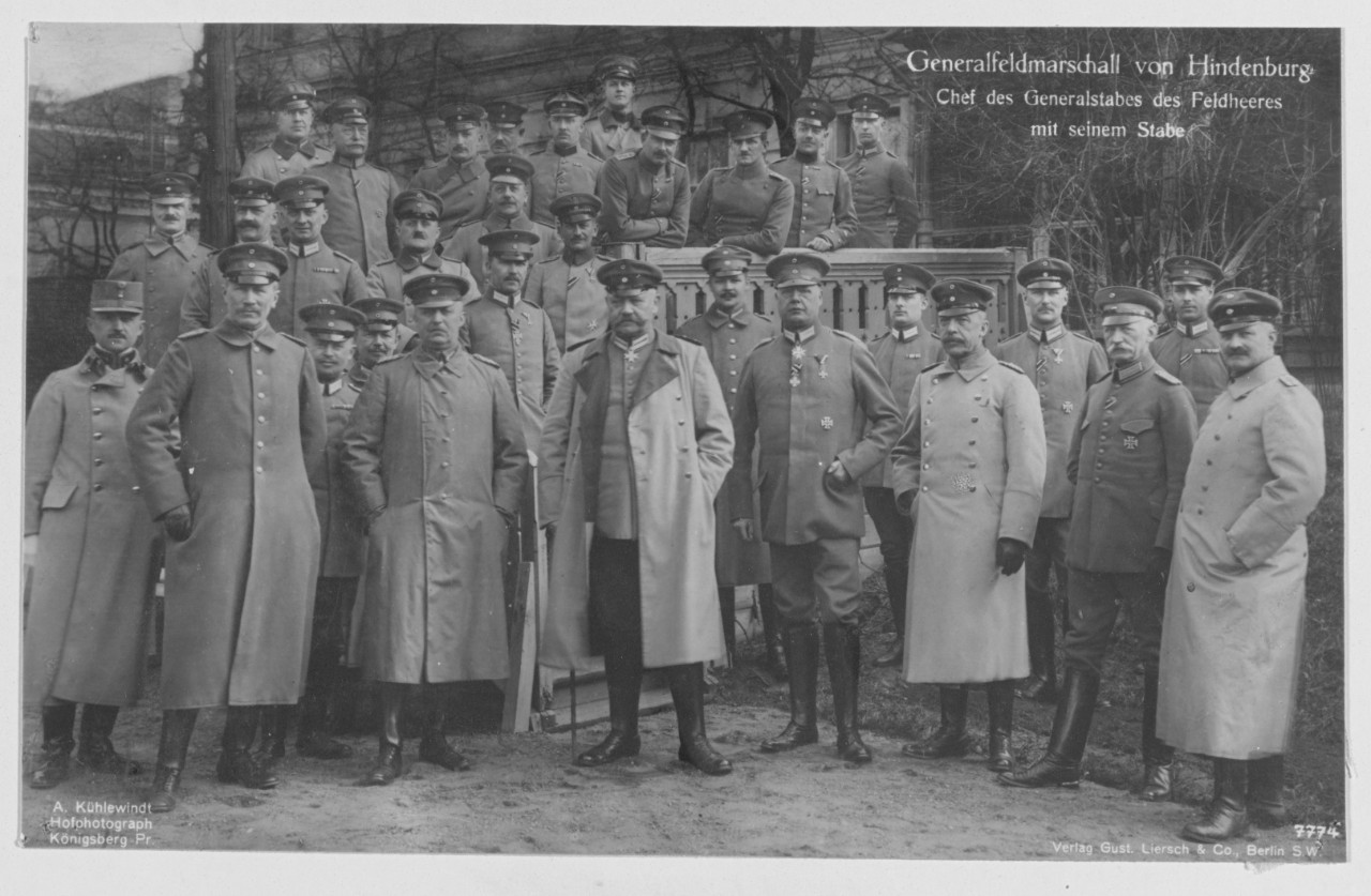 Field Marshall Von Hindenburg, General Hoffman  and  Von Ludendorff.