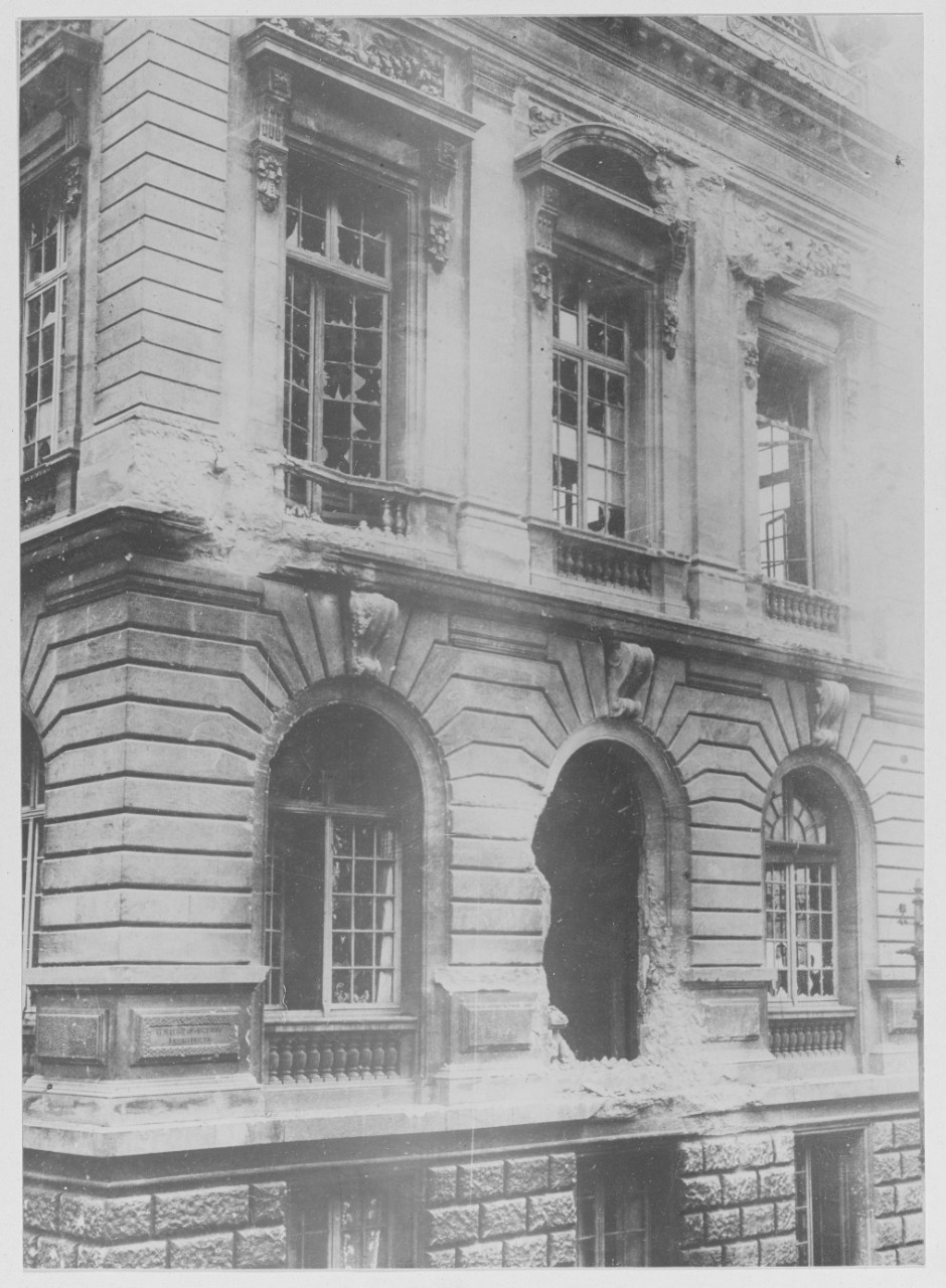 The court of Justice in St. Quentin damaged by French gun fire.