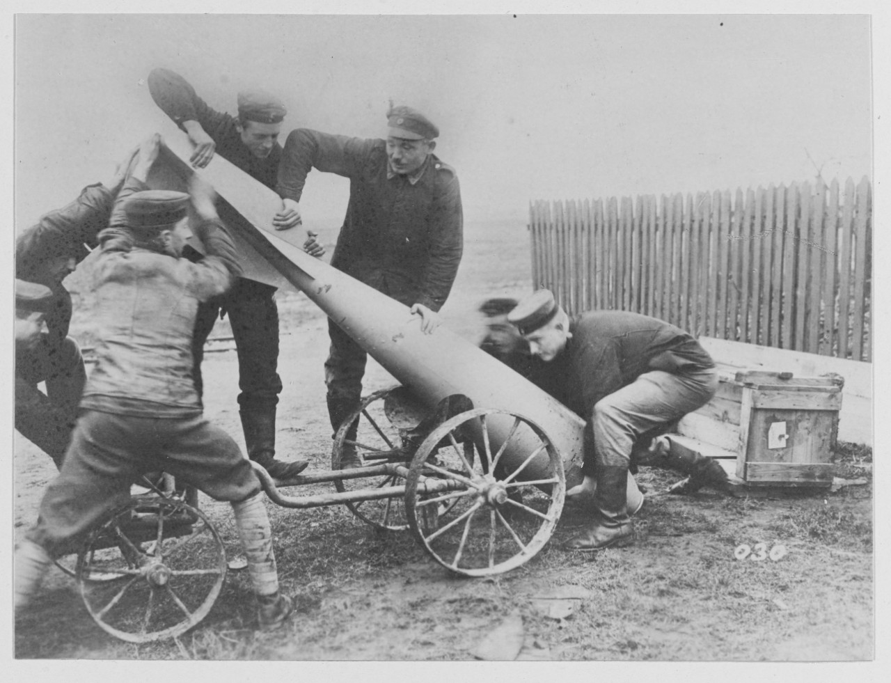 On the German West front transportation of a large aerial bomb