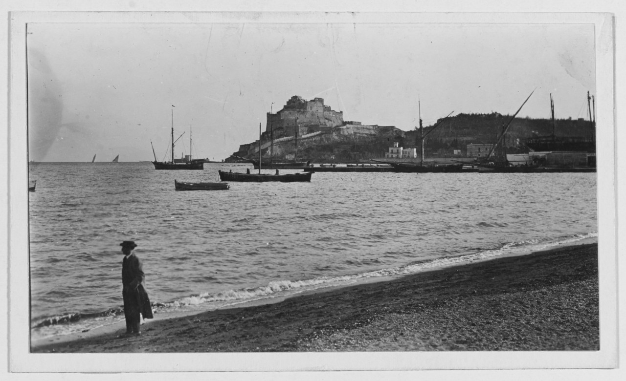 NH 121944 Old castle on the coast near Naples, Italy.-1913