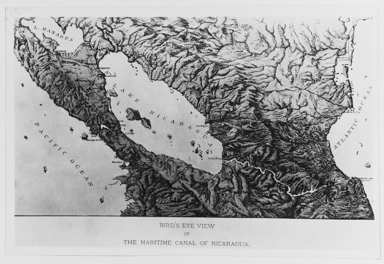 Birds Eye View of the Martime Canal of Nicaragua. Bu , Nav, 1937