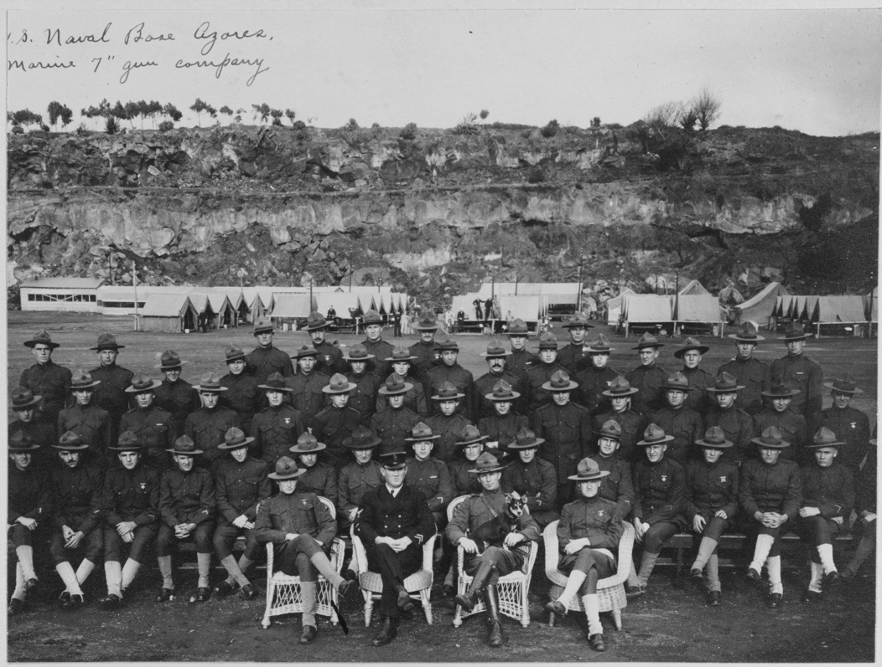 U.S. Naval Base, Ponta Delgada, Azores. Portugal Marine 7" gun company. 1918