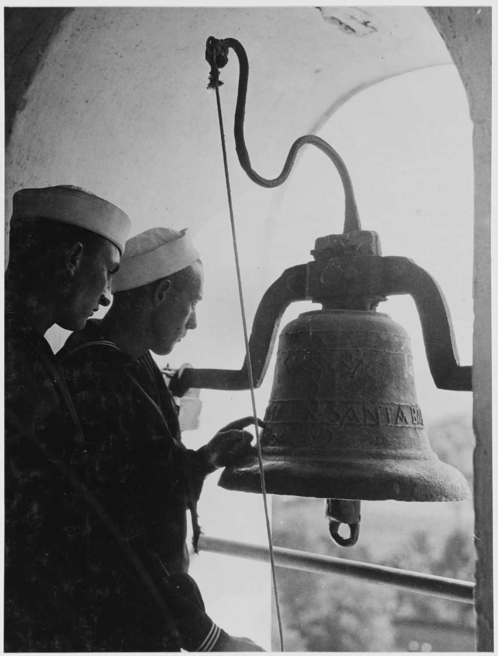Men of the Pacific Fleet visiting the Santa Barbara Mission, Mission Bells