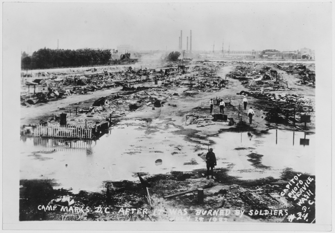 Camp Mark, Washington, DC. After it was burned by soldiers, 28 July 1932