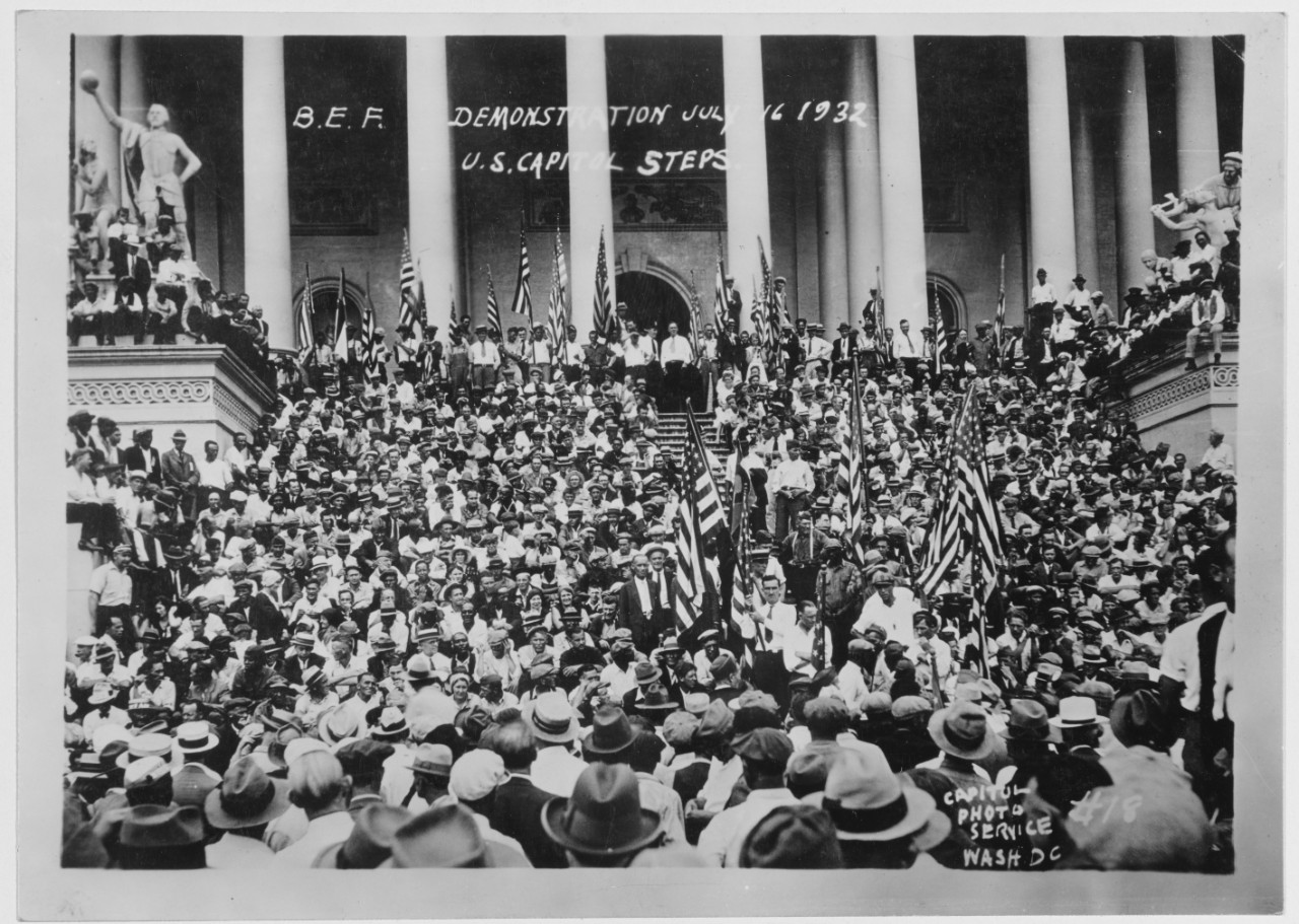 Bonus March Demonstration 16 July 1932, U.S. Capitol steps