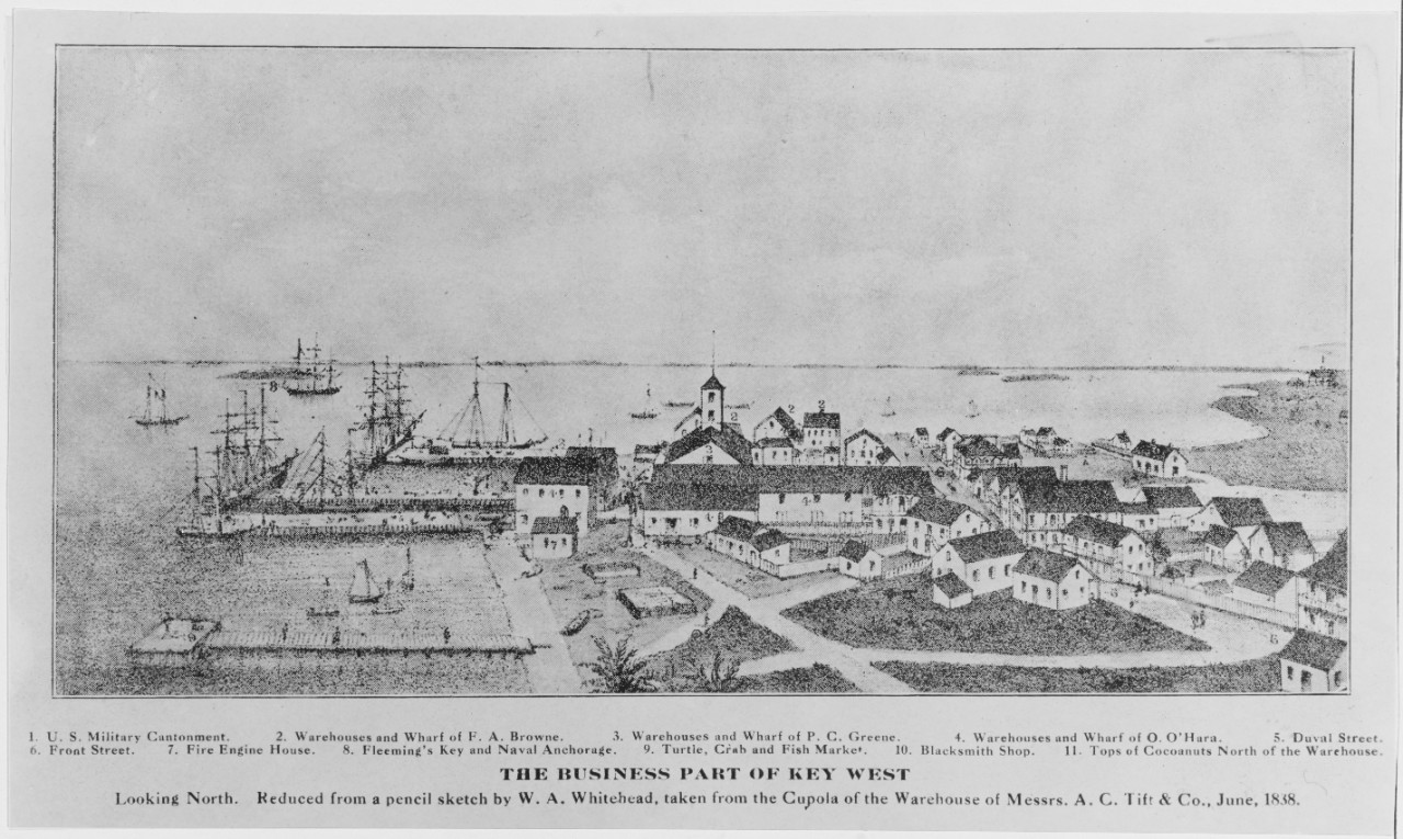 Pencil Sketch of Key West, Florida in 1838