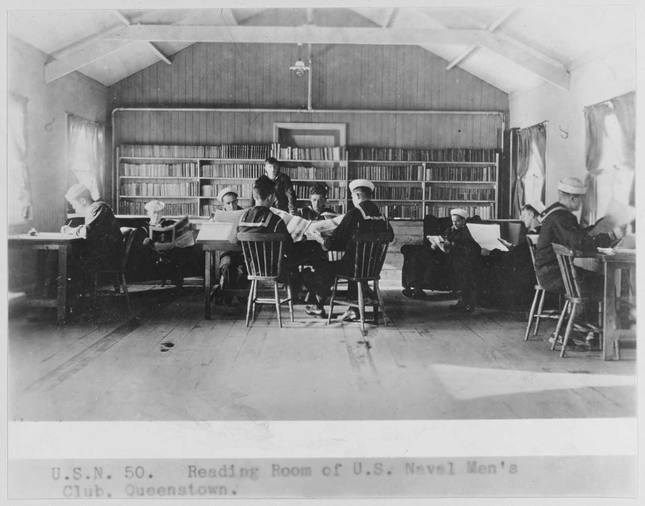 Reading room of U.S. Naval men's club, Queenstown