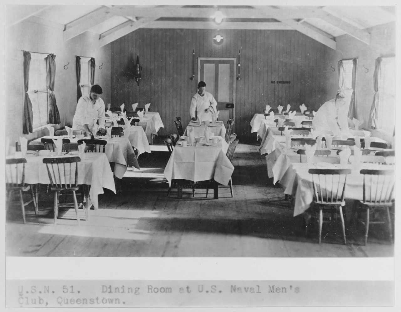 Dining room at U.S. Naval men's Club, Queenstown