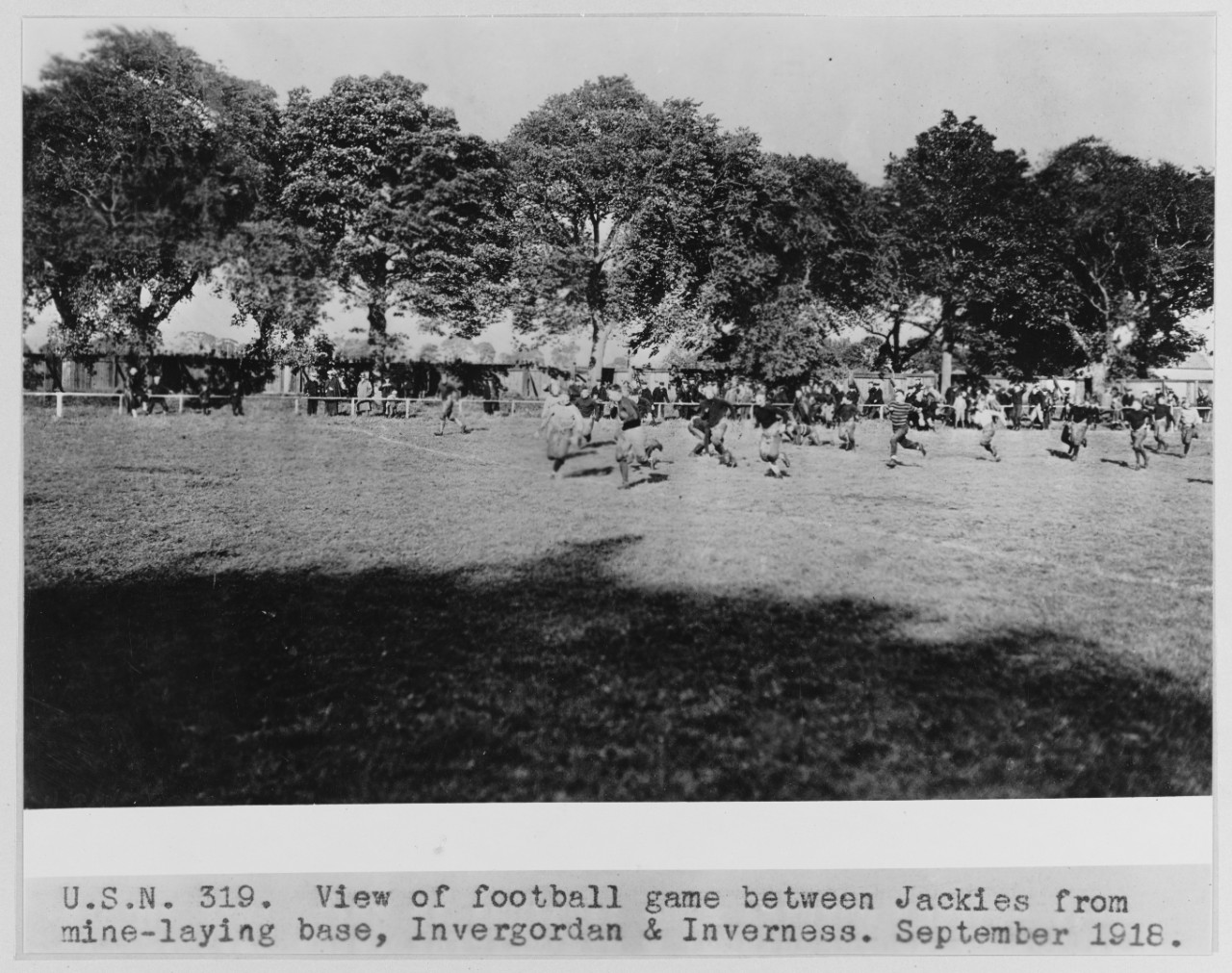 U.S.N. 319 View of football game between Jackies and from mine laying base, Invergordan and Inverness.
