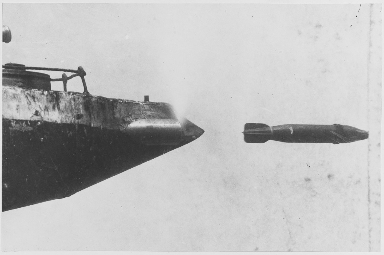 Submarine used in this exhibition launching a torpedo