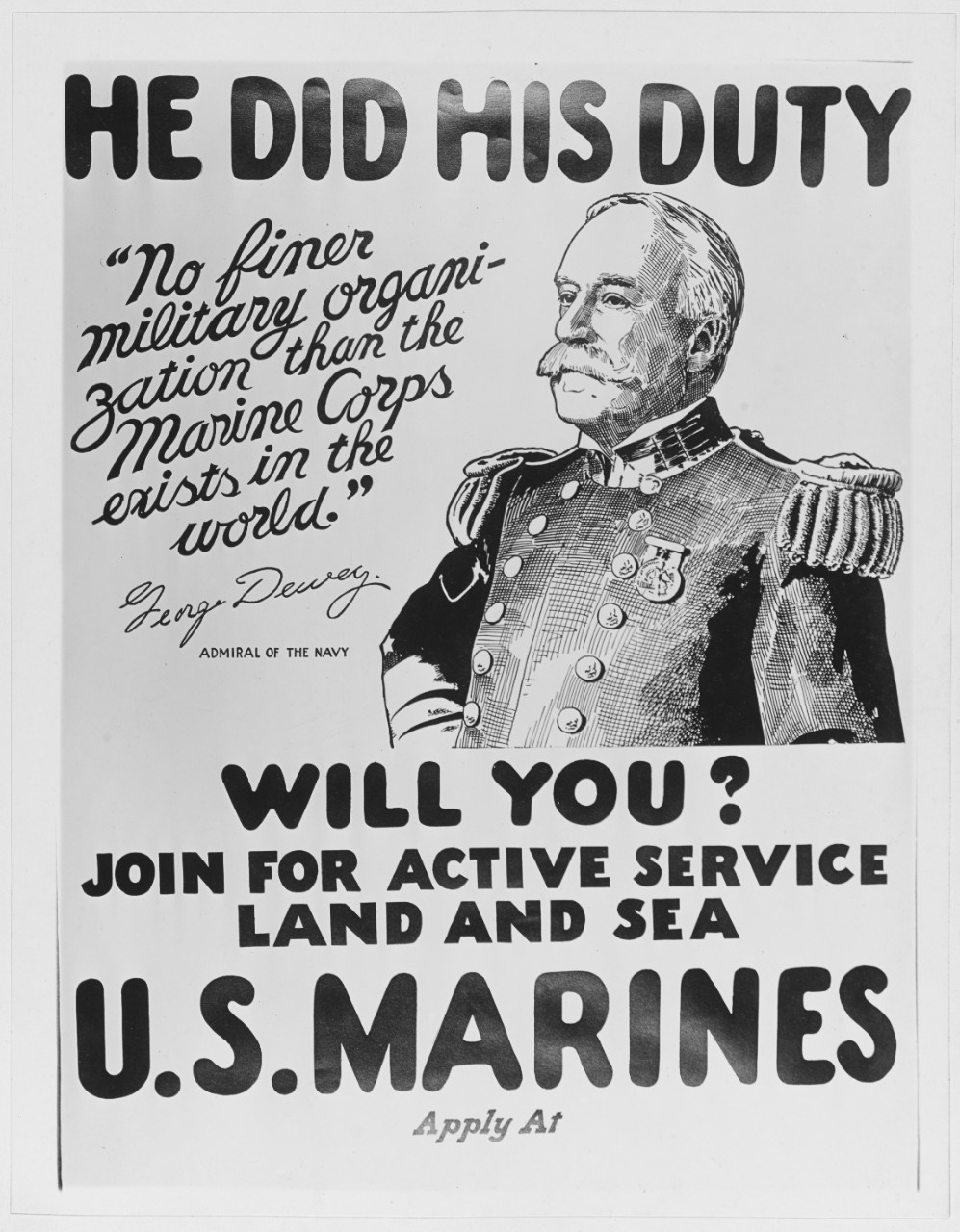 U.S. Marine corps poster of Admiral Dewey.