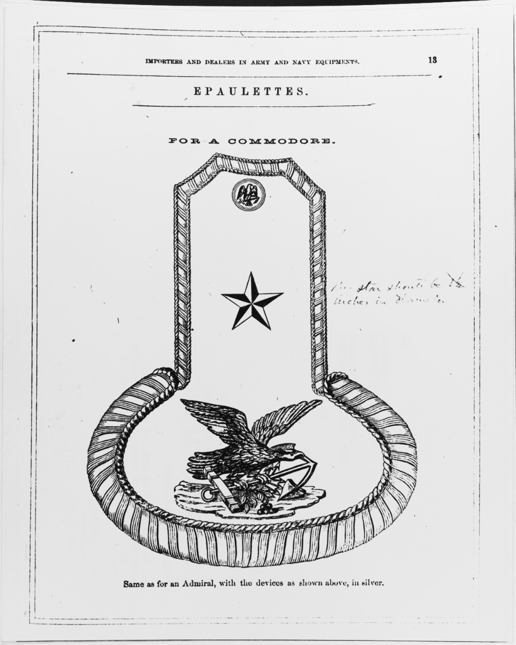 Uniform Regulations, 1862. Epaulets for a Commodore