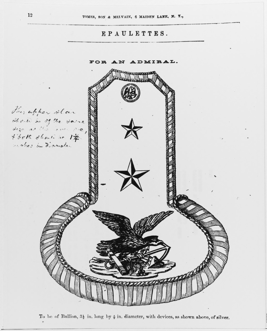 Uniform Regulations, 1862. Epaulets for an Admiral