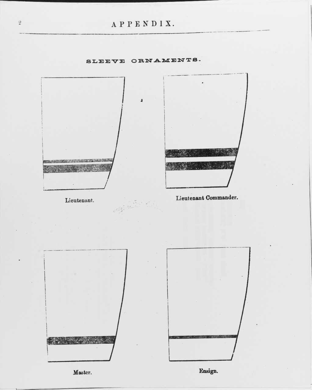 Uniform Regulations, 1862. Sleeve Ornaments for a Lieutenant, Lieutenant Commander, Master, and Ensign