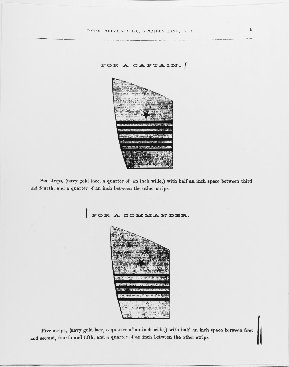 Uniform Regulations, 1864. Sleeve Insignia for a Captain and a Commander