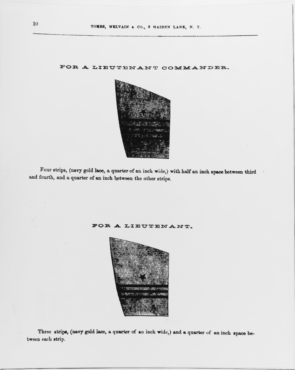 Uniform Regulations, 1864. Sleeve Insignia for a Lieutenant Commander and a Lieutenant