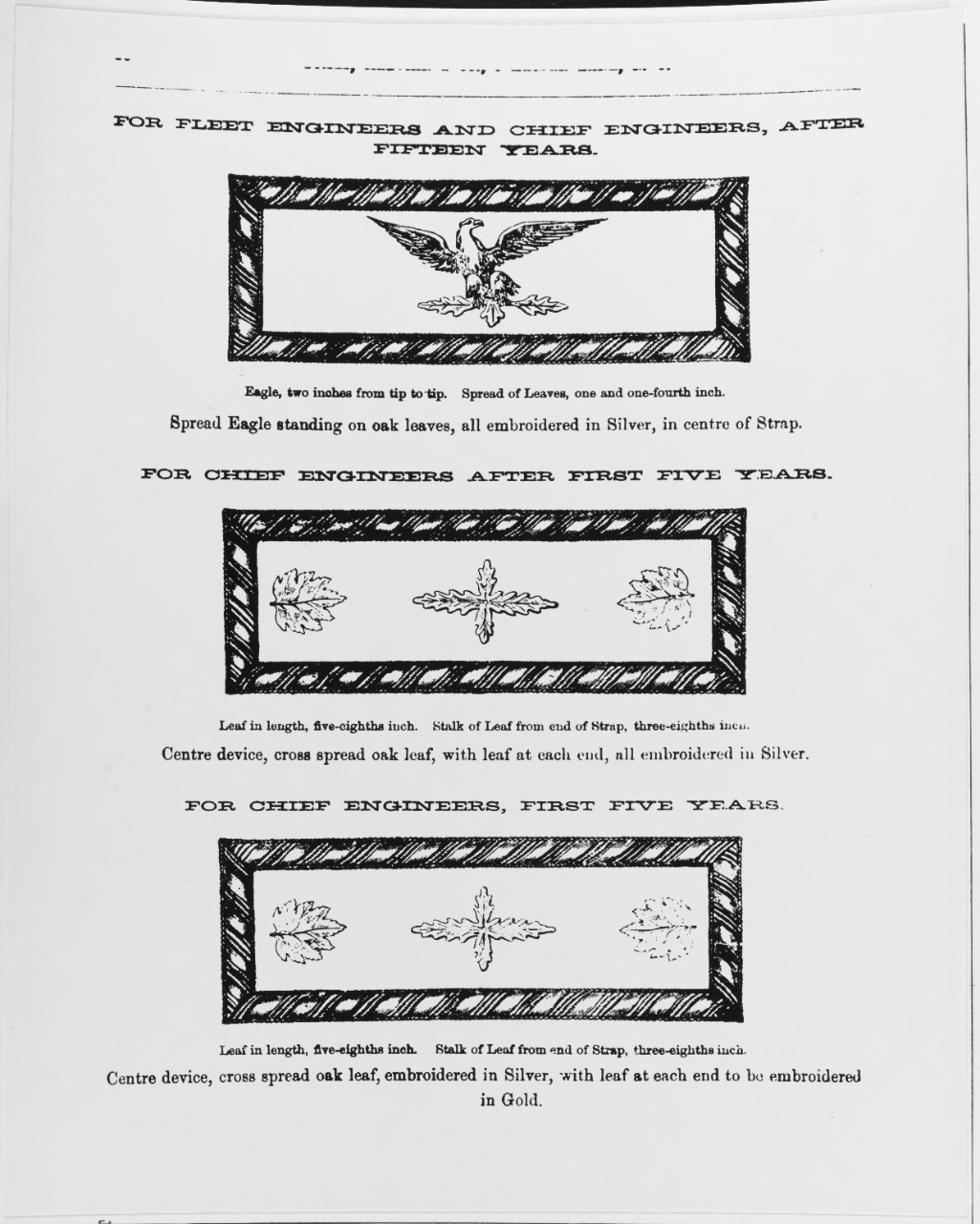 Uniform Regulations, 1864. Shoulder Insignia for Fleet Engineers and Chief Engineers