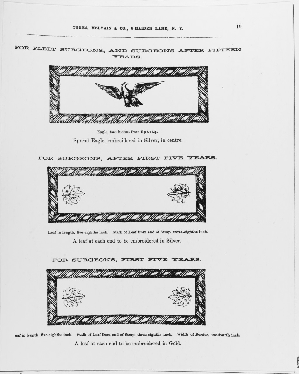 Uniform Regulations, 1864. Shoulder Insignia for Fleet Surgeons