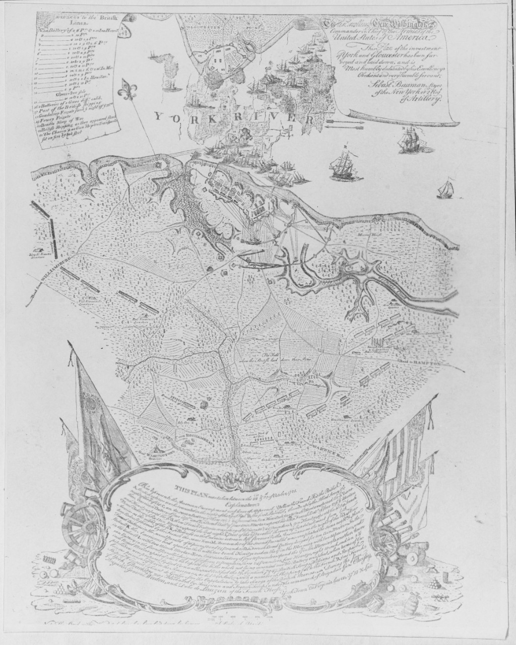 Yorktown, Plan and Map of York River, Gloucester, October 22-23, 1781
