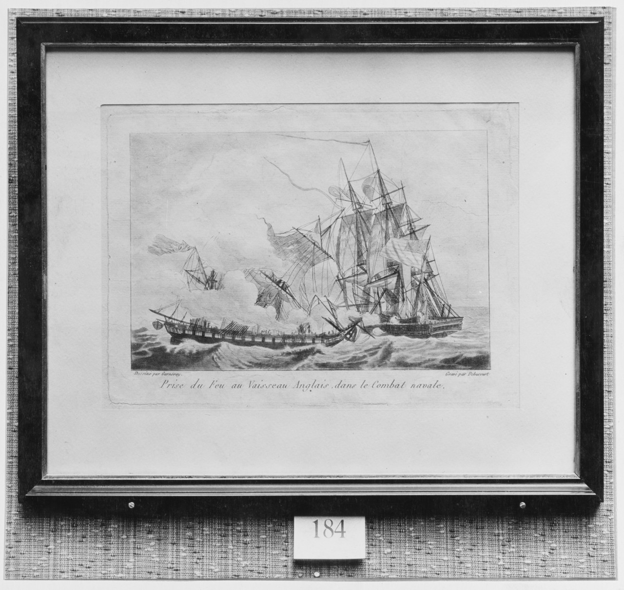English ship catching fire during an engagement with an American vessel