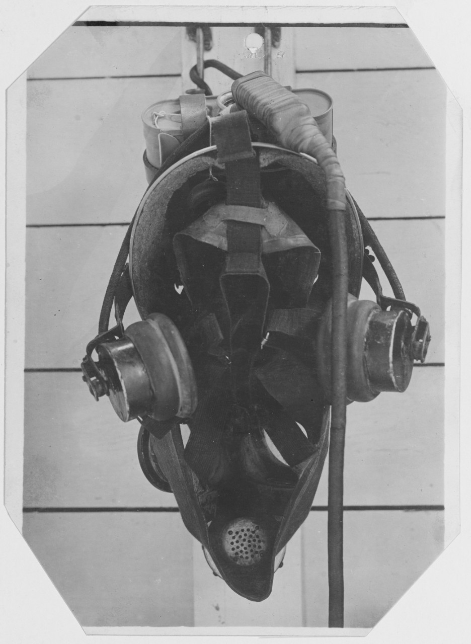 Gas Masks U.S. Navy. Mark II with Mississippi telephone attachment
