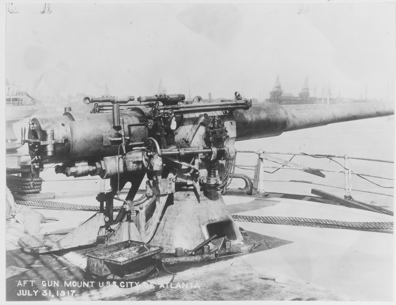 Aft gun mount of USS CITY OF ATLANTA. July 31, 1917