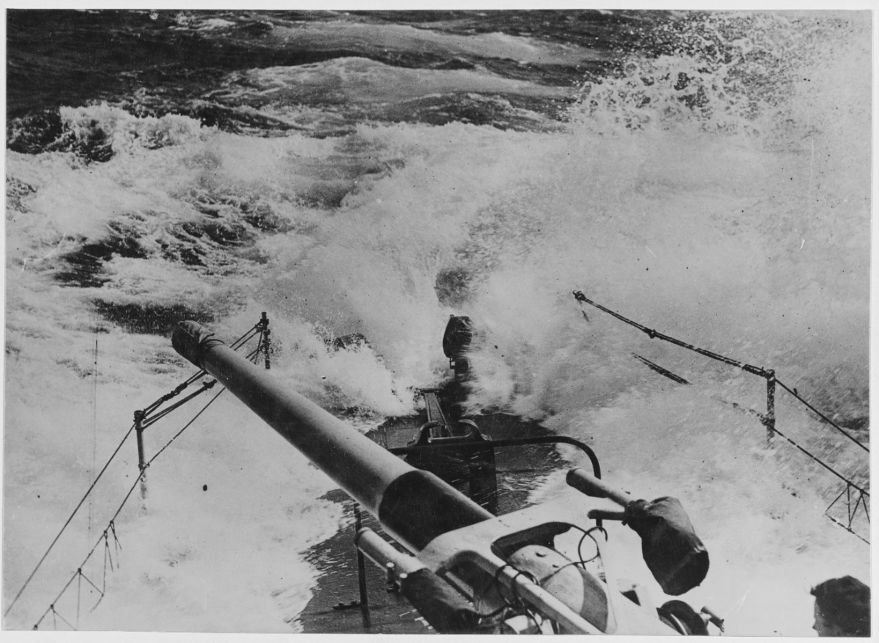 Gun on a U.S. Destroyer in the North Sea