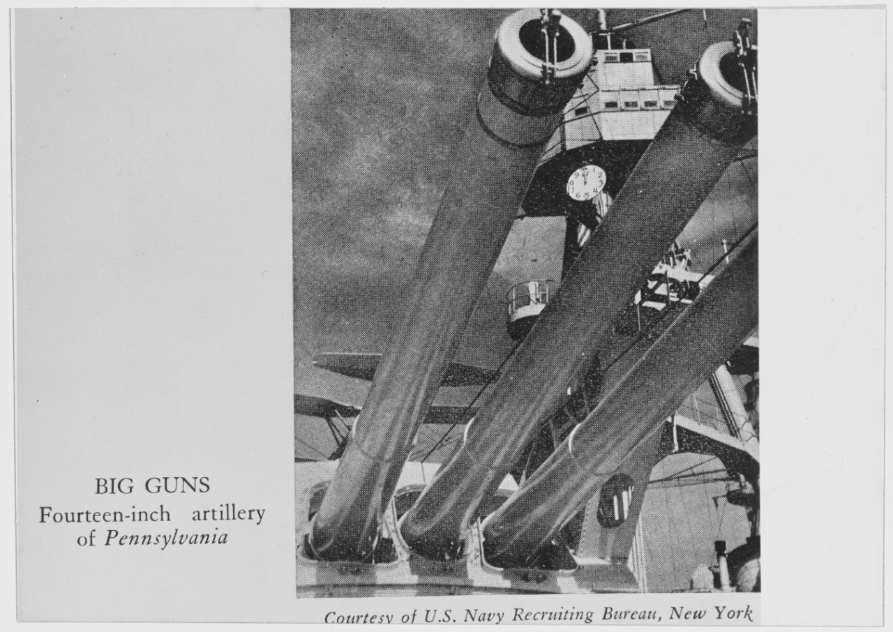 Fourteen inch Artillery of USS PENNSYLVANIA