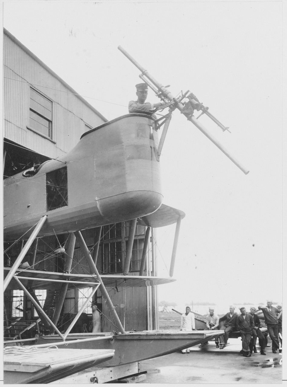 N-1 Seaplane Davis Gun in position Naval Aircraft Factory, Philadelphia, Pennsylvania. May 22, 1918