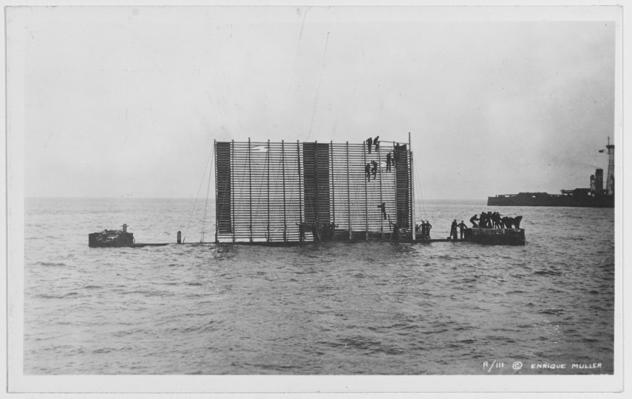 Battle target screen, after being hit by USS FLORIDA. 1913