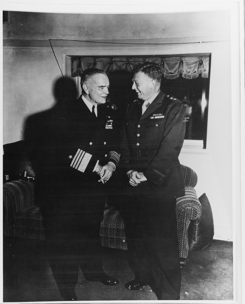 Adm. William F. Halsey USN and Maj. Gen. L.F. Wing, USA