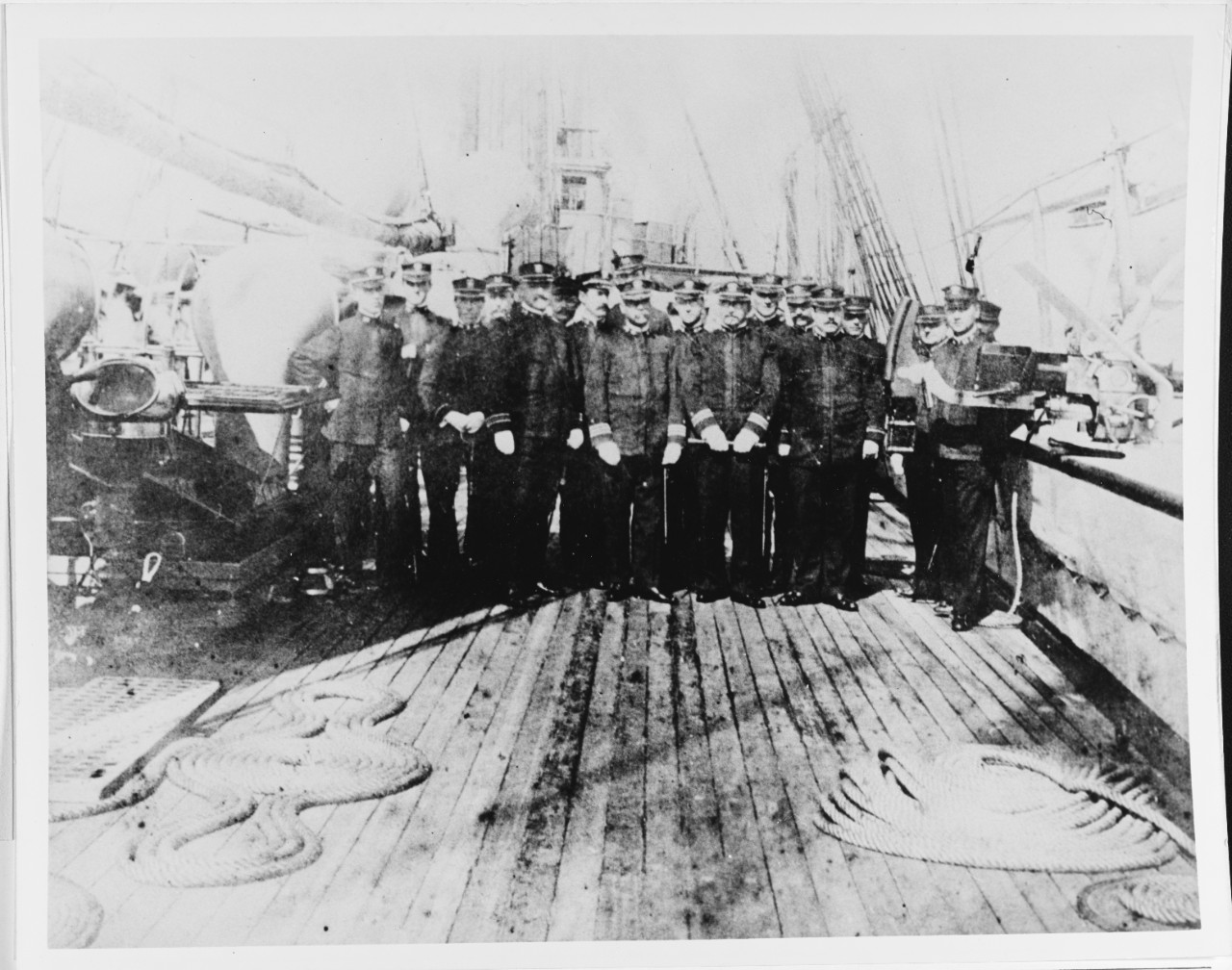 Officers of USS HARTFORD, 1938, Aug. during reconstruction. Picture taken in 1901.