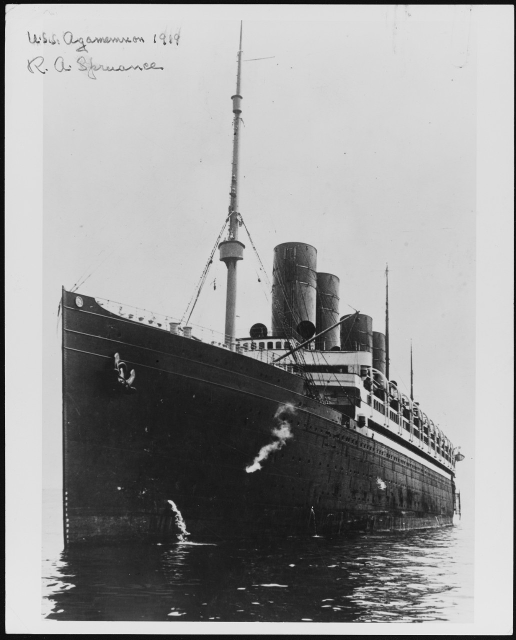 USS AGAMEMNON. 1919 R.A. Spruance