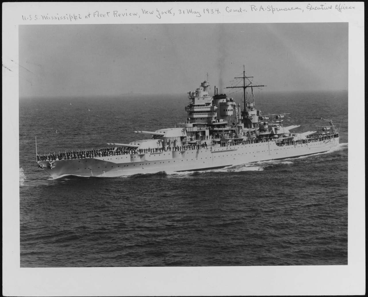 USS BATTLESHIP MISSISSIPPI at Fleet Review, New York, 31 May 1934