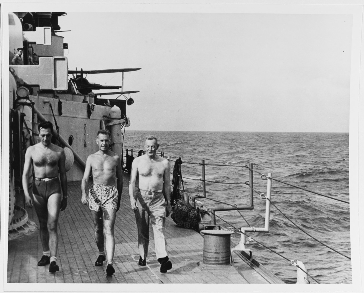 Capt. B.B. Biggs, Adm. R.A. Spruance (ComFifth-Fleet) and Adm. J.S. McCain, June 1944