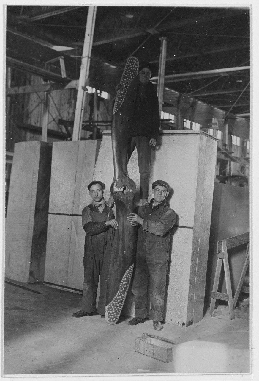 Men with seaplane propeller