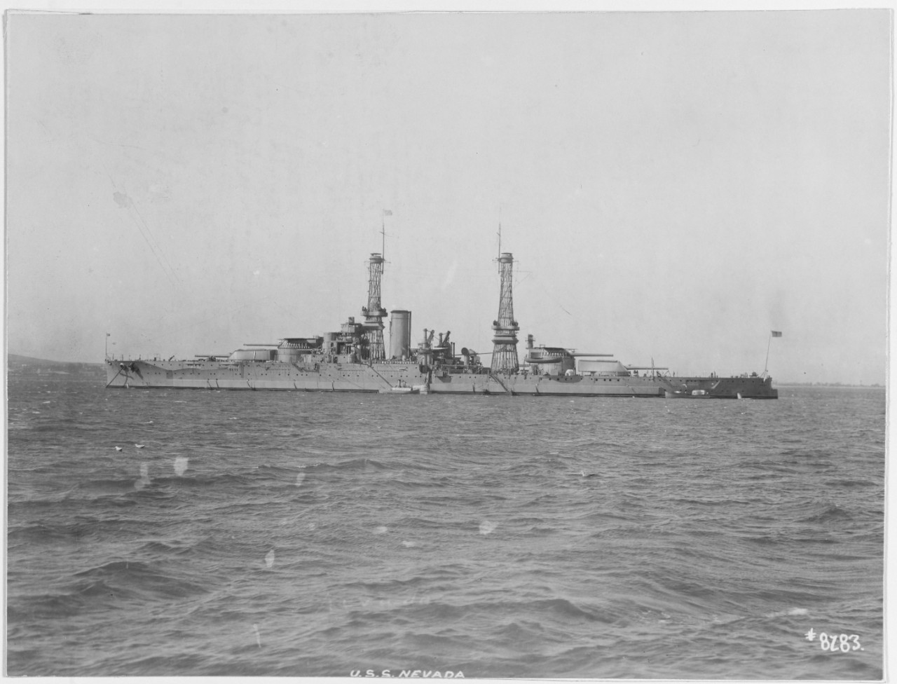 USS NEVADA (BB-36) in Guantanamo Bay, Cuba, circa January 1920-1921. 