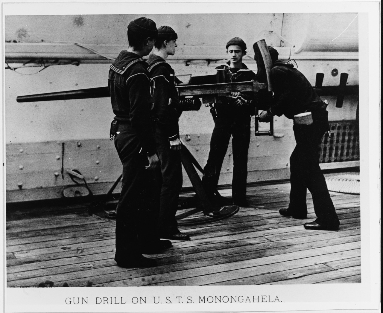 USS MONONGAHELA (1863-1908), Apprentices at gun drill