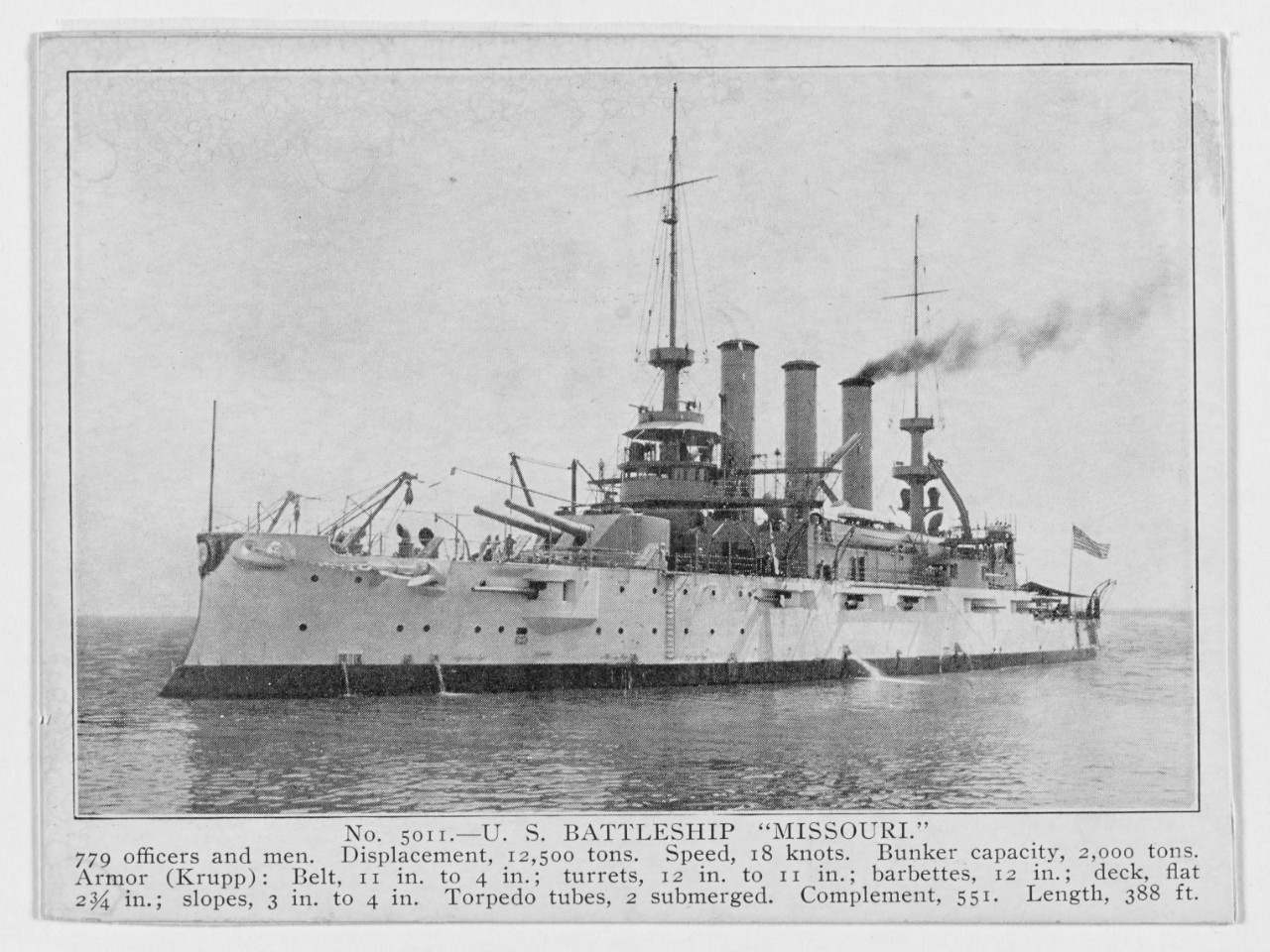 USS MISSOURI (BB-11), early 1900s. 