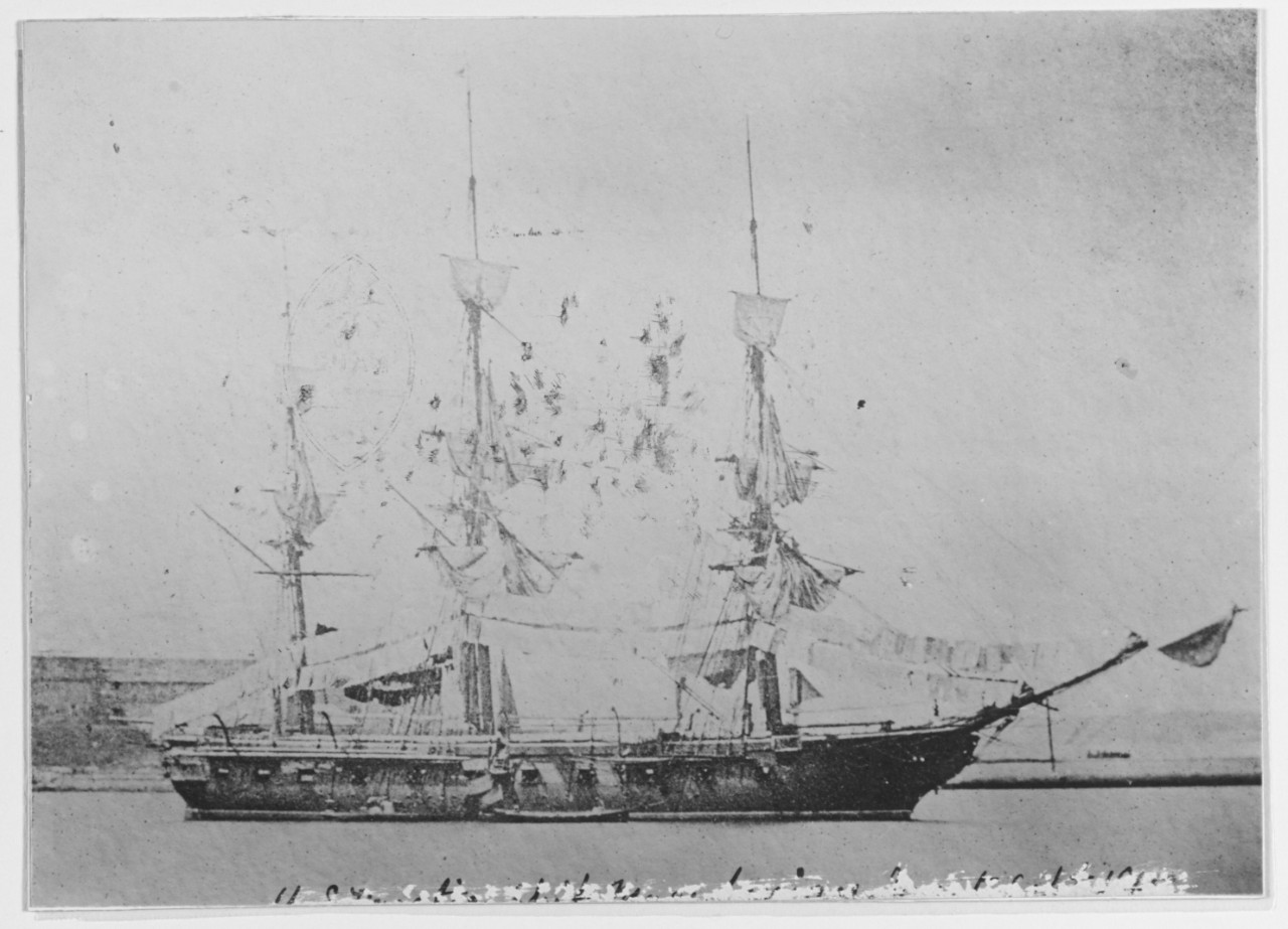 USS MACEDONIAN (1836-1875) in Newport Harbor