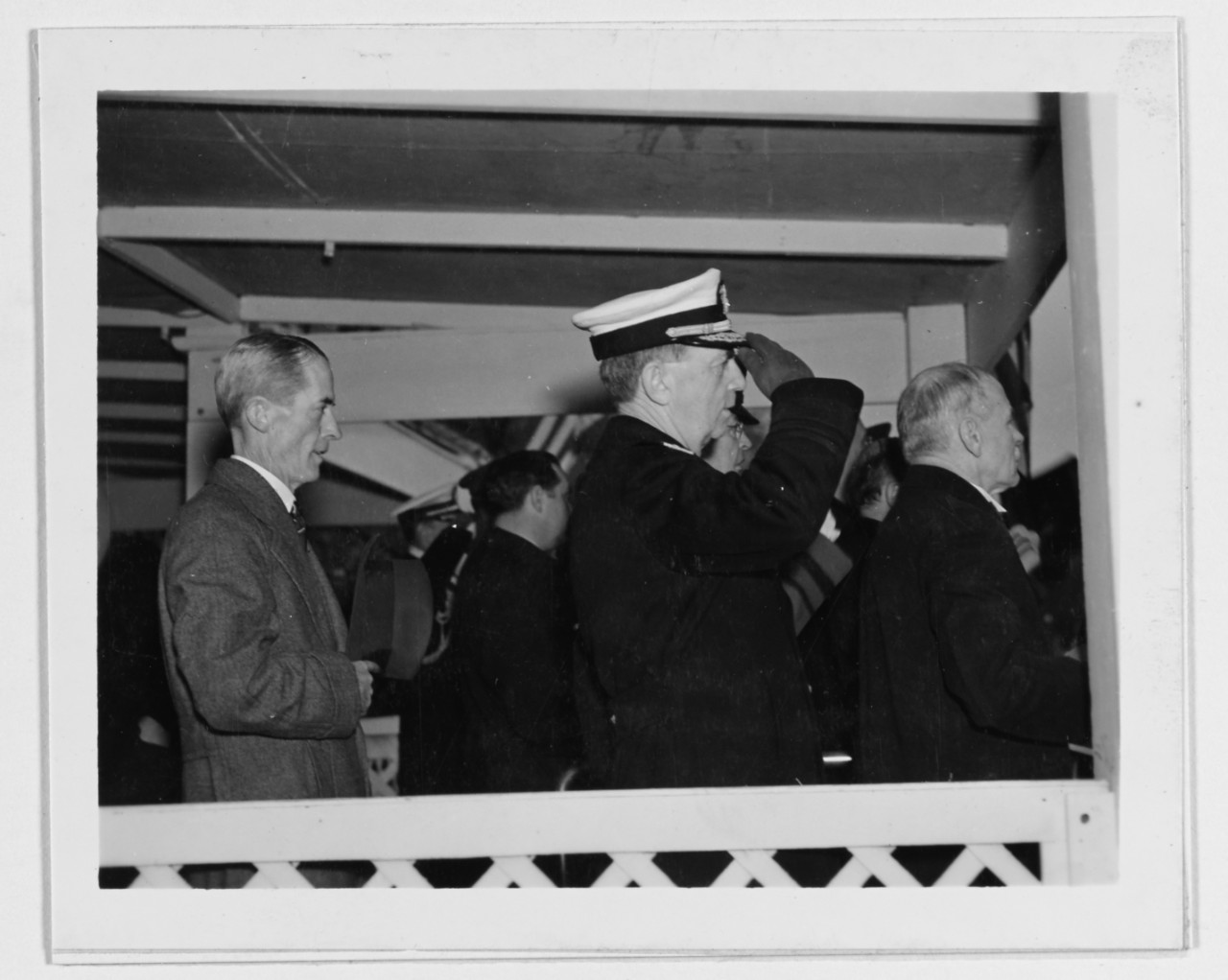 Chief of Naval Operations, Admiral William D. Leahy, USN, watching the Army Day parade