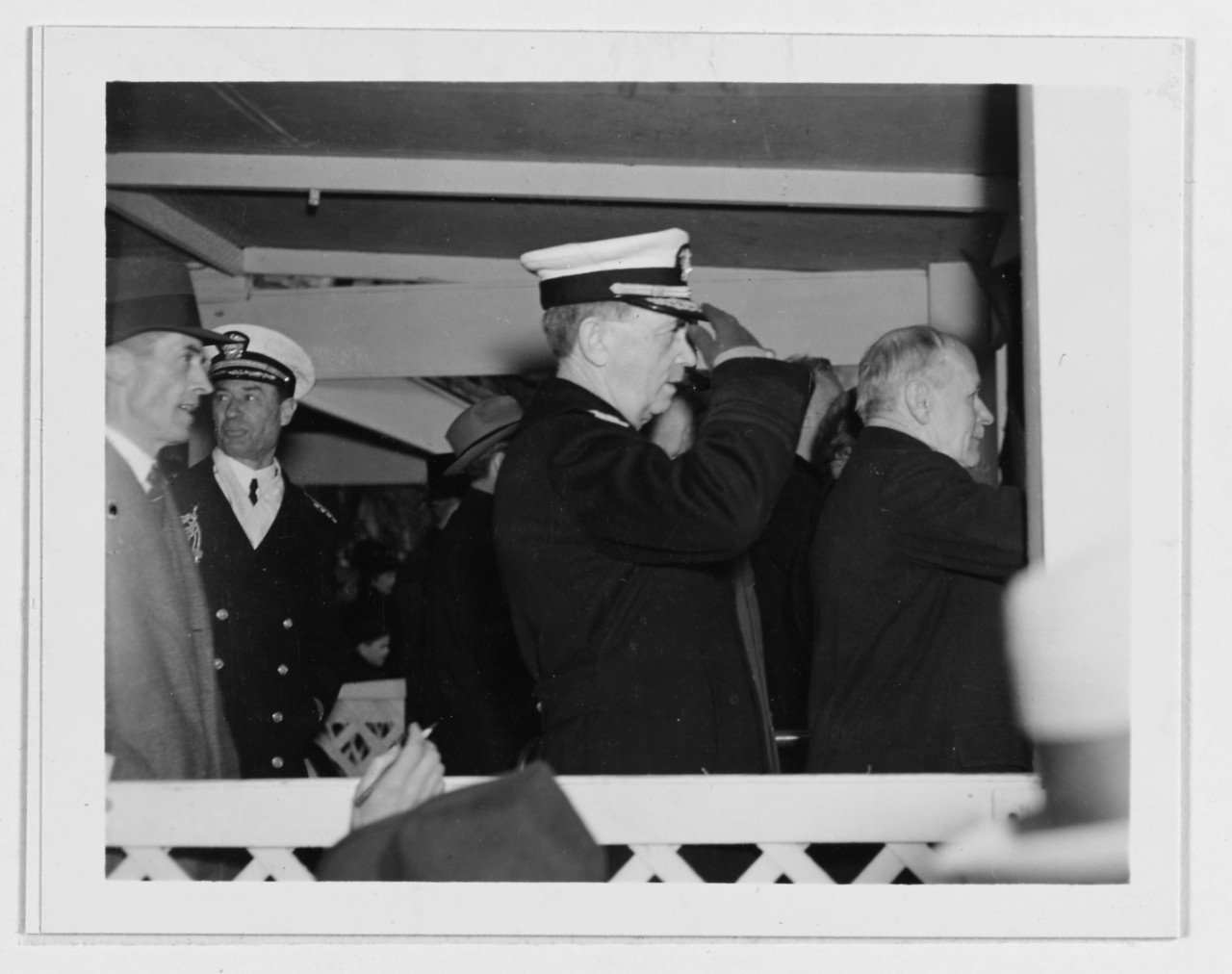 Chief of Naval Operations, Admiral William D. Leahy, USN, watching the Army Day parade