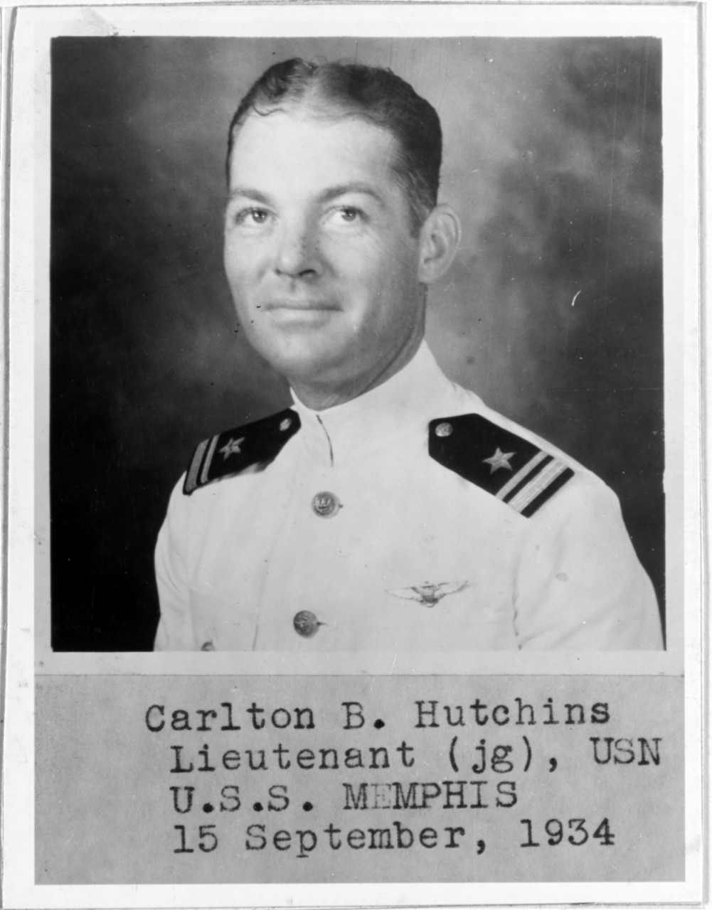Photo #: NH 48987  Lieutenant (Junior Grade) Carlton B. Hutchins, USN