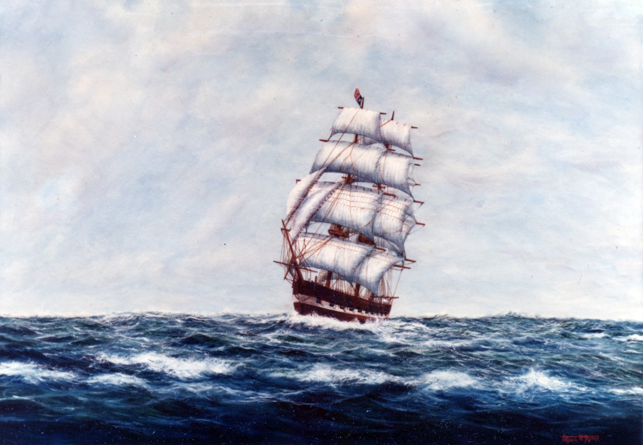 Sloop of War Austin, flagship of the Texas Navy. Artist: Arthur Disney, Sr.