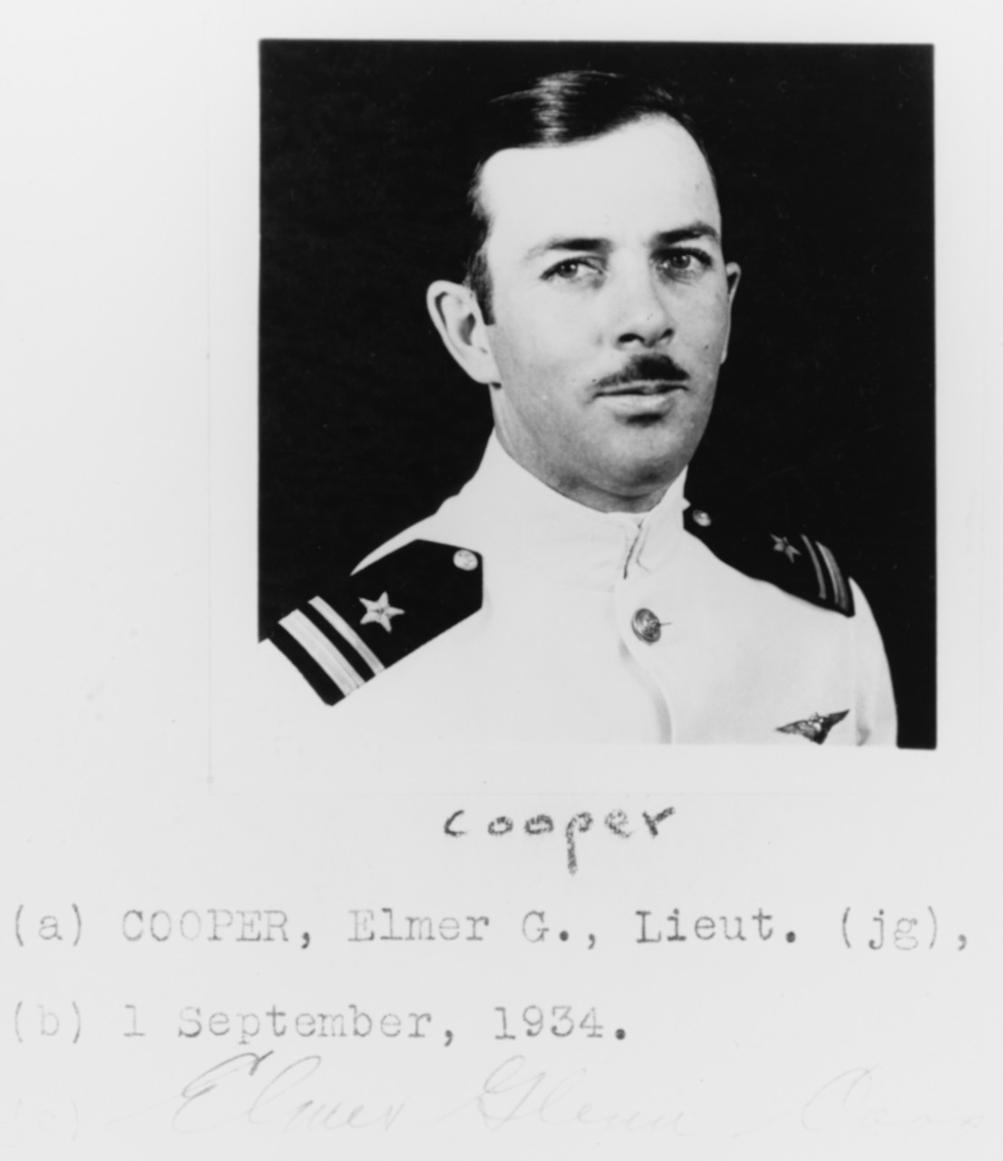 Lieutenant Junior Grade Elmer G. Cooper, USN