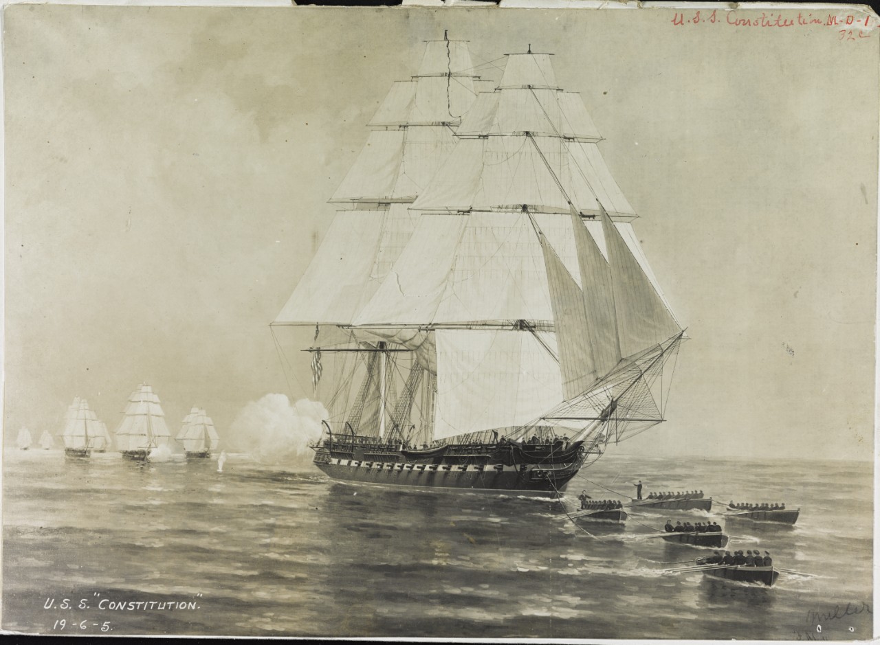 Photo #: NH 52488  USS Constitution escaping from a British squadron, July 1812